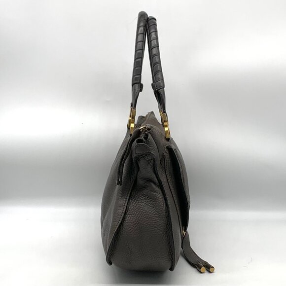 Chloé Gray Calf Leather Marcie Small Double Carry Satchel Bag - Picture 3 of 12